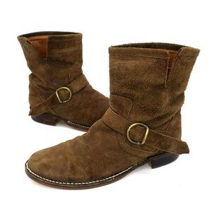 Fiorentini + Baker Eli Brown Suede Zip Buckle Short Biker Booties Women's 39/9M